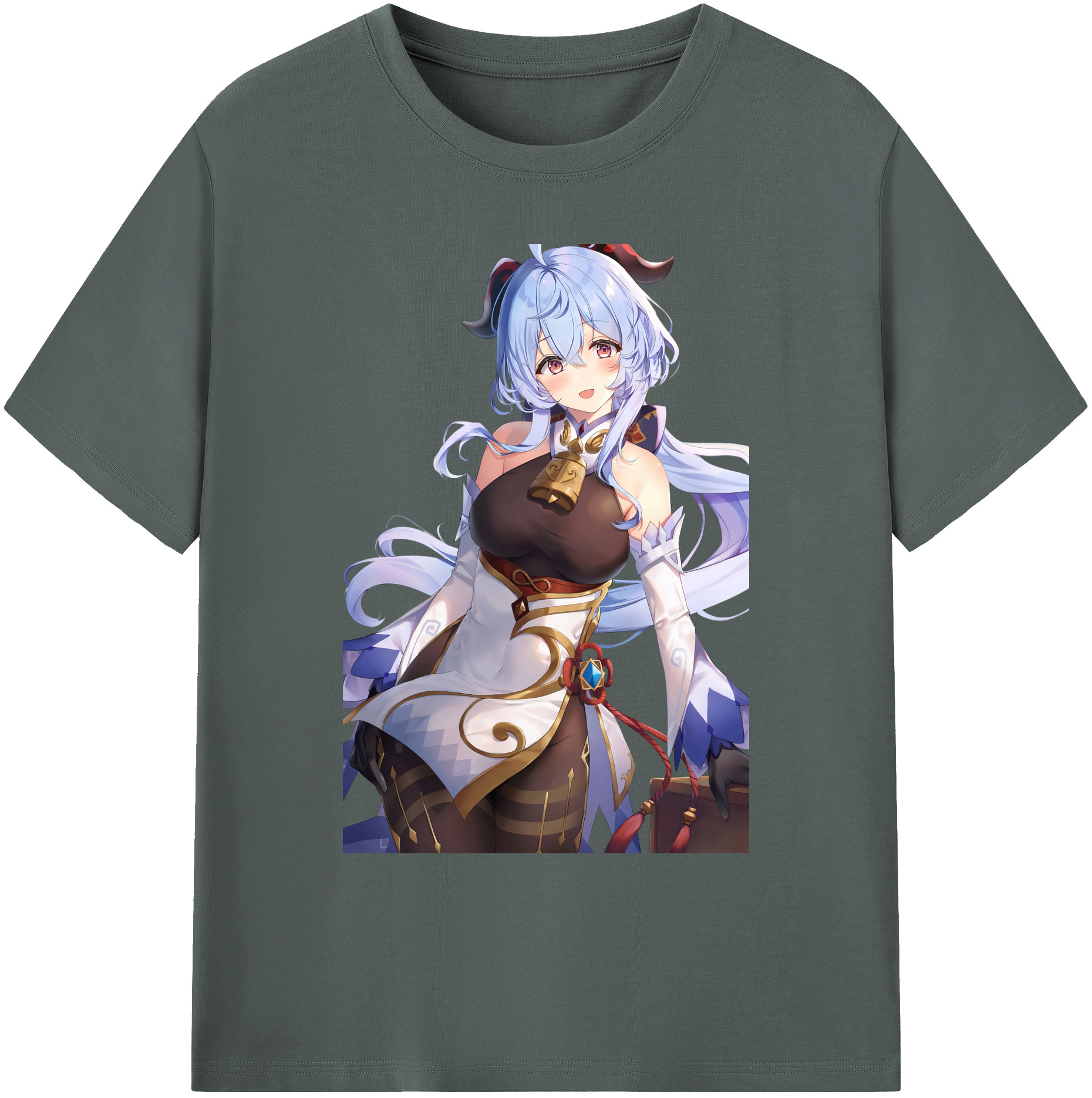 げんし神 甘雨 かんう genshin Ganyu 綿100％ メンズ半袖Tシャツ｜肌触りやわらか＆通気性